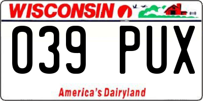 WI license plate 039PUX