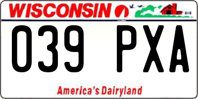 WI license plate 039PXA