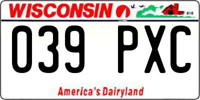 WI license plate 039PXC