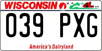 WI license plate 039PXG