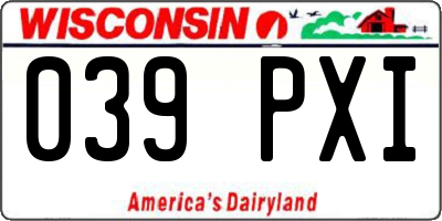 WI license plate 039PXI