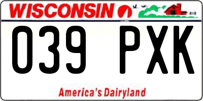 WI license plate 039PXK