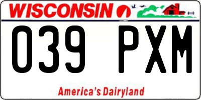WI license plate 039PXM
