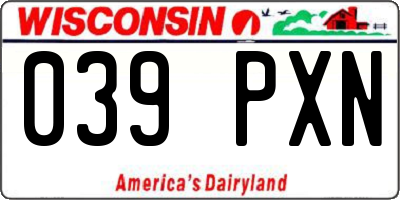 WI license plate 039PXN