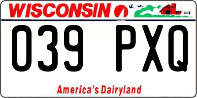 WI license plate 039PXQ