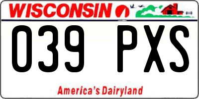 WI license plate 039PXS