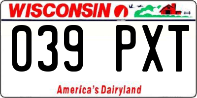 WI license plate 039PXT