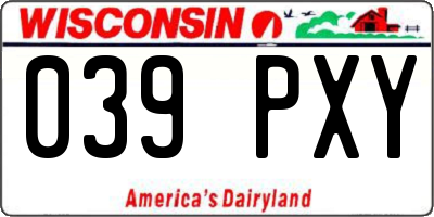 WI license plate 039PXY