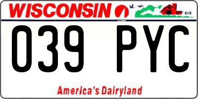 WI license plate 039PYC