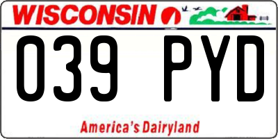 WI license plate 039PYD