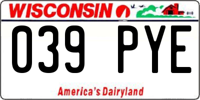WI license plate 039PYE