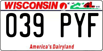 WI license plate 039PYF