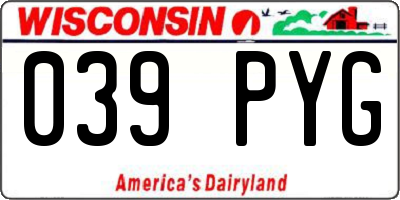 WI license plate 039PYG