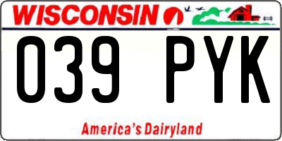 WI license plate 039PYK