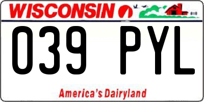 WI license plate 039PYL
