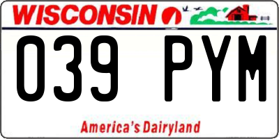 WI license plate 039PYM