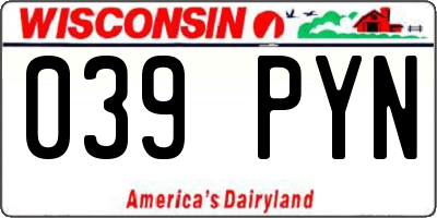 WI license plate 039PYN