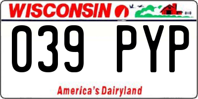 WI license plate 039PYP