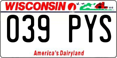 WI license plate 039PYS