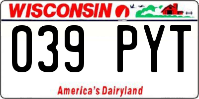 WI license plate 039PYT