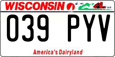 WI license plate 039PYV