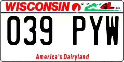 WI license plate 039PYW