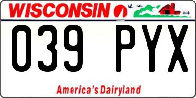WI license plate 039PYX