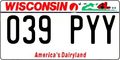 WI license plate 039PYY