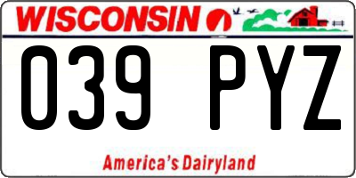 WI license plate 039PYZ