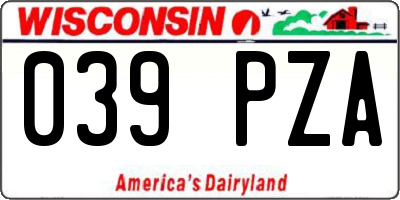 WI license plate 039PZA