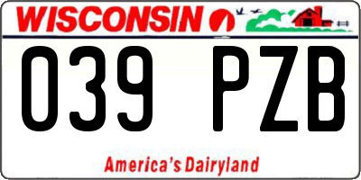 WI license plate 039PZB