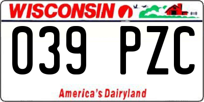 WI license plate 039PZC