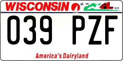 WI license plate 039PZF