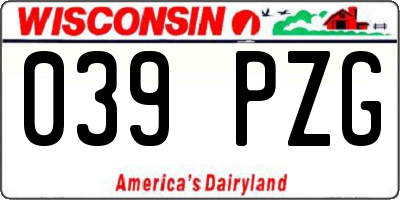 WI license plate 039PZG