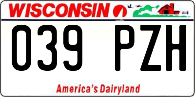 WI license plate 039PZH