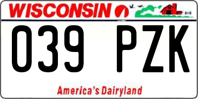 WI license plate 039PZK
