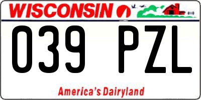 WI license plate 039PZL