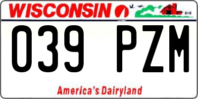WI license plate 039PZM