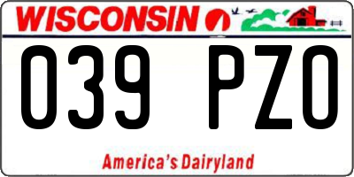 WI license plate 039PZO