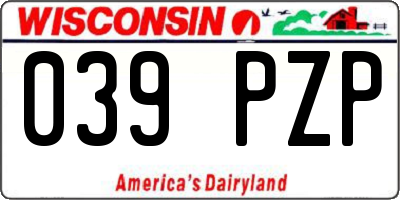 WI license plate 039PZP