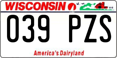 WI license plate 039PZS
