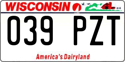 WI license plate 039PZT