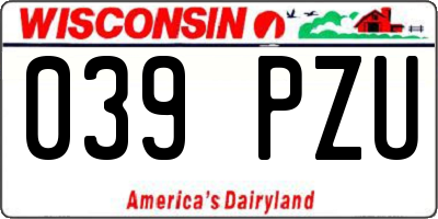 WI license plate 039PZU