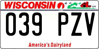 WI license plate 039PZV