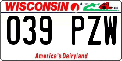 WI license plate 039PZW