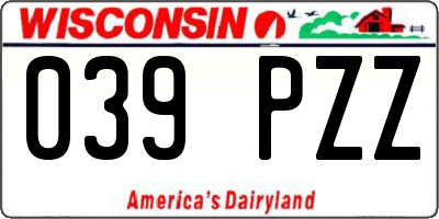WI license plate 039PZZ