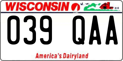 WI license plate 039QAA
