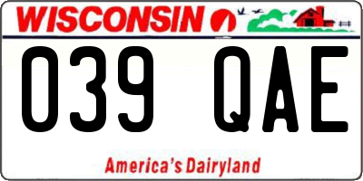 WI license plate 039QAE