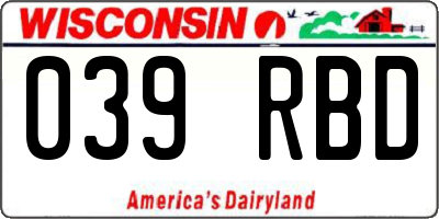 WI license plate 039RBD