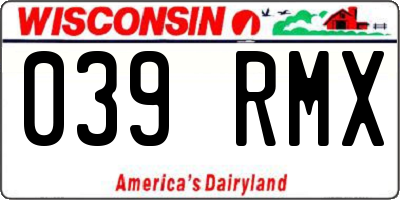 WI license plate 039RMX